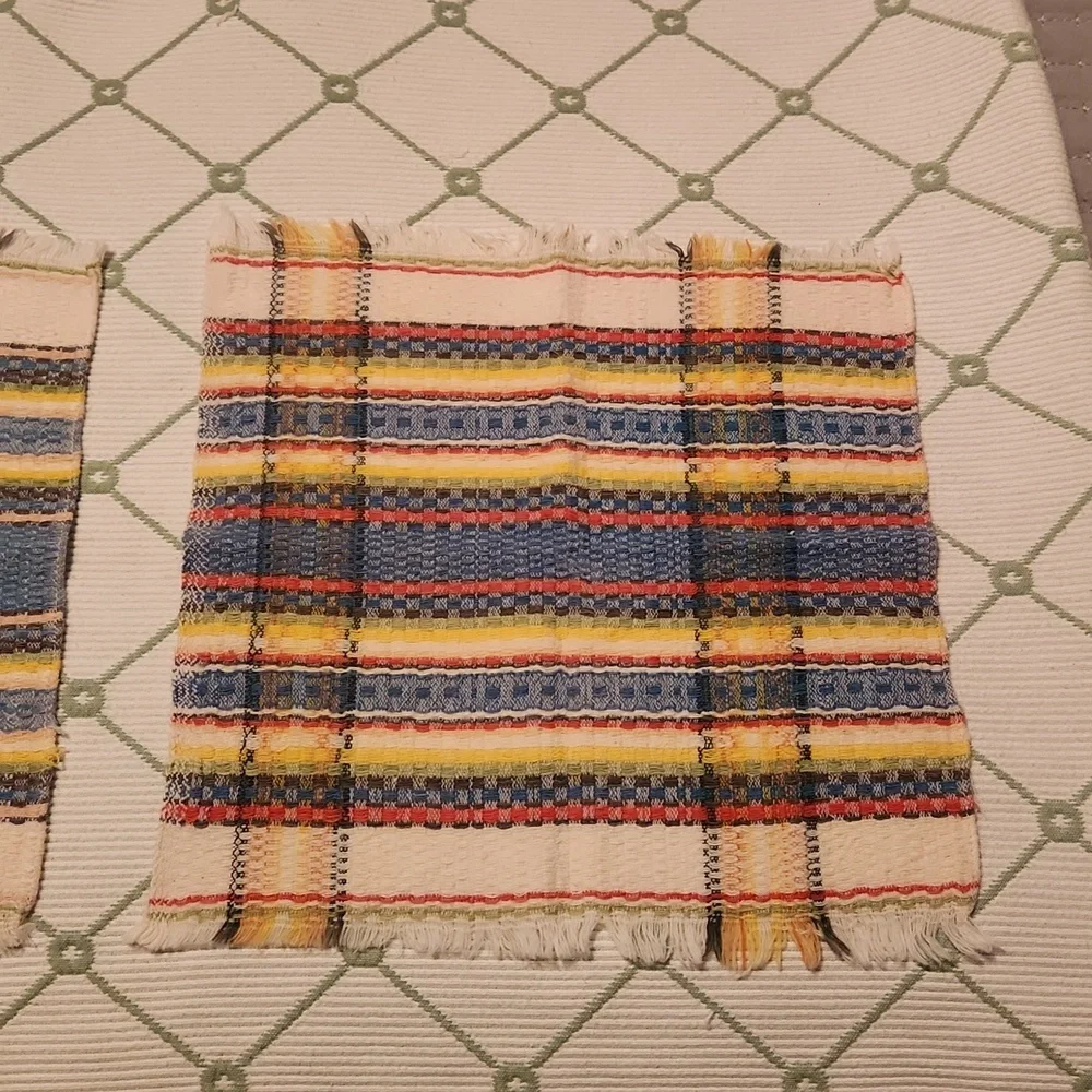 3 cotton vintage cocktail napkins